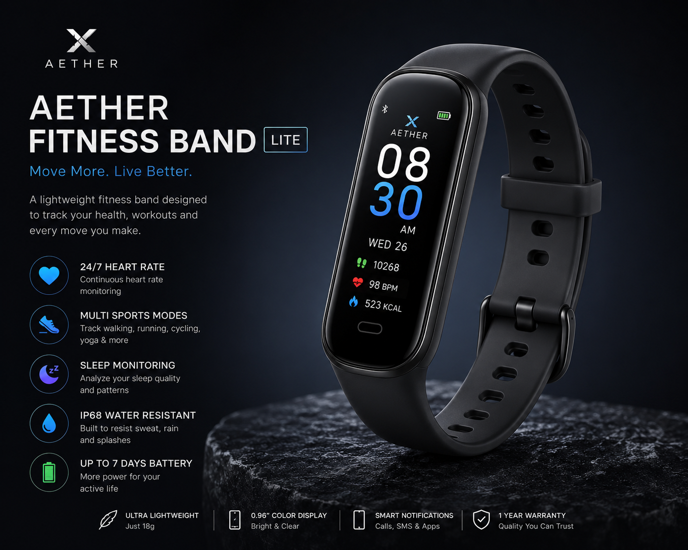 Aether Band Lite sleek ultra thin tracker